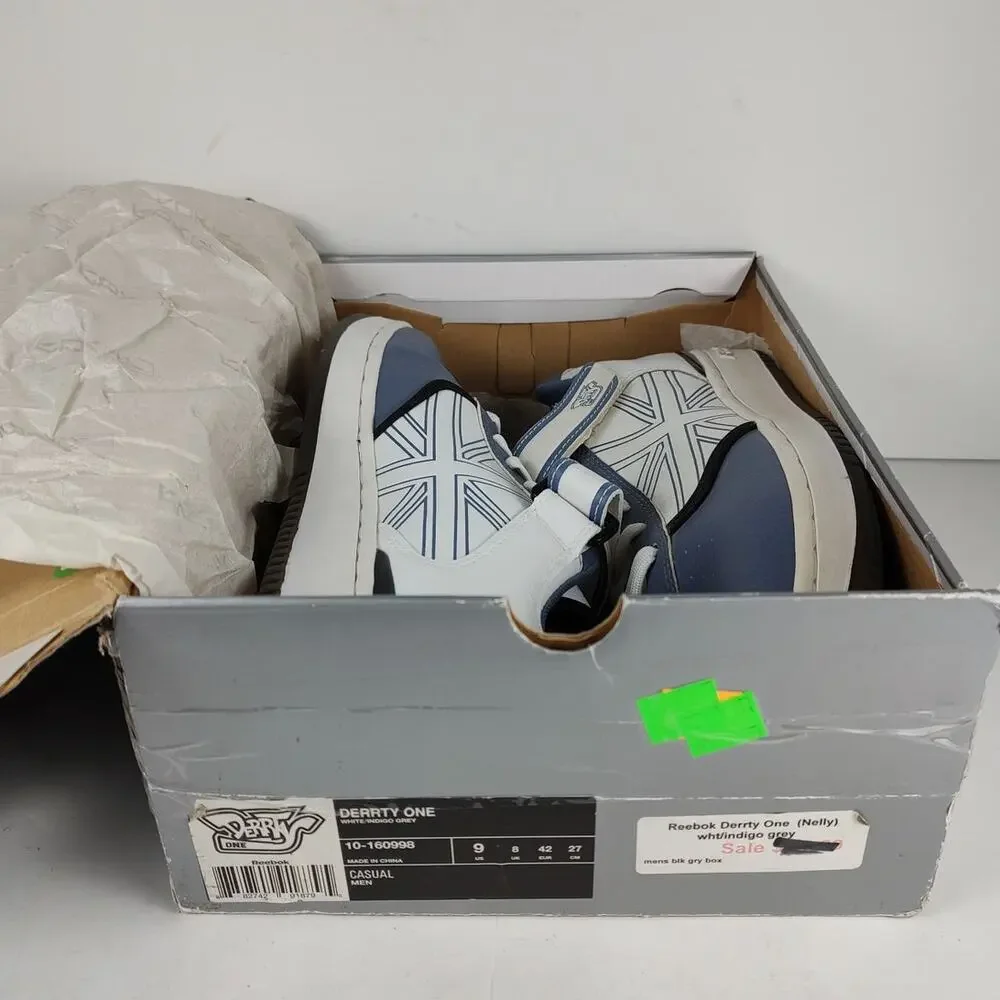 NOS Deadstock VTG Reebok Derrty One Nelly White Indigo Grey sneakers mens size 9